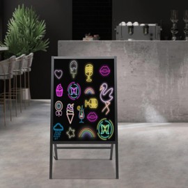 CNCEST LED Message Writing Board, Standing Menu Sign Board, 23.62 * 31.5 In LED Message Board with 8 Colorful Markers for Party, Menu Boards, Electronic Message Boards, Wedding Decorative Boards