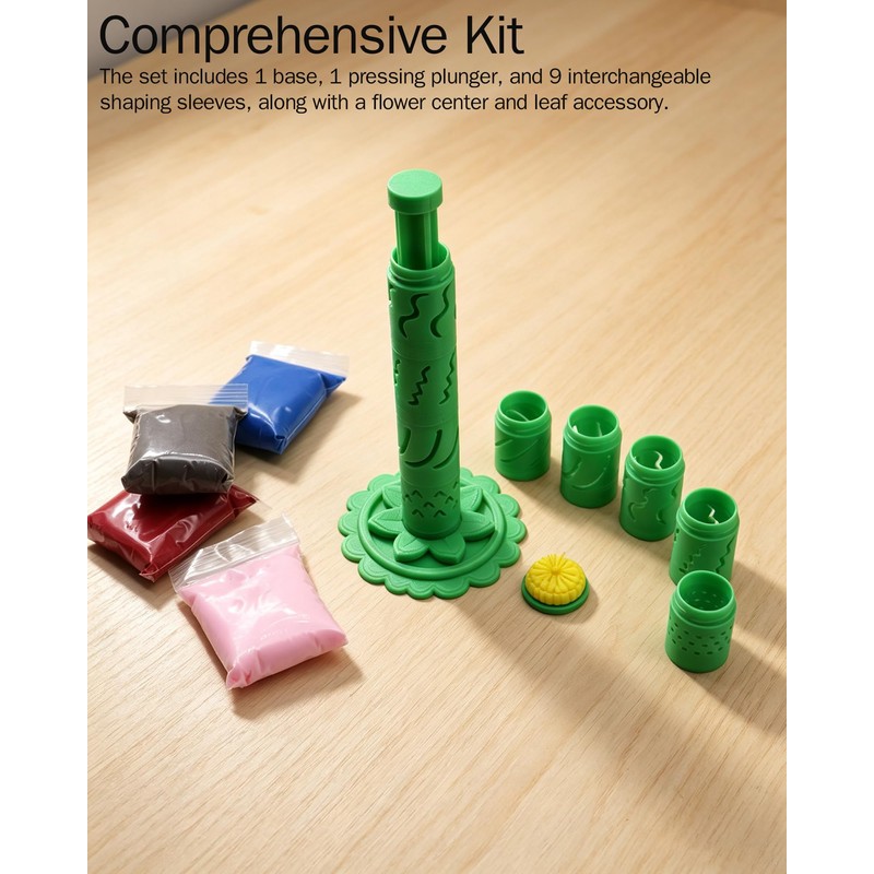Modular Clay Bloom Maker with 9 Shaping Sleeves
