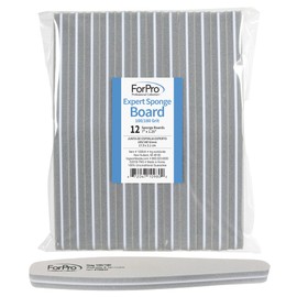 ForPro Professional Collection Expert Sponge Board, 100/180 Grit, Double-Sided Nail Board, 7” L x 1.25” W, 12-Count