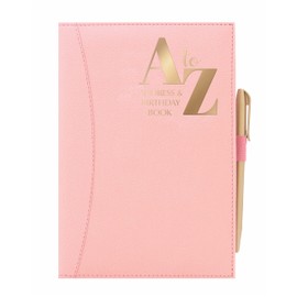 Telephone Address & Birthday Book A-Z Index Beautiful PU Leather Cover A5 Size Soft Padded Cover Address & Birthday Book Home Office Work (Pink)