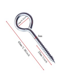 10Pcs Eyelet Screws M5 x 65mm Vine Eye Bolts Eye Screws 304 Stainless Steel Screw in Vine Eye Hooks Heavy Duty Self Tapping Ring Screw Nails Eyenets Screw for DIY Cork Crafts Hanging Wooden Frames