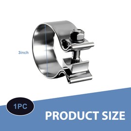 Zikefest 3.0 Inch Exhaust Clamp, Stainless Steel Narrow Band Muffler Clamp, O-Ring Exhaust Manifold Clip for Exhaust Pipe, Muffler Pipe, Catalytic Converters