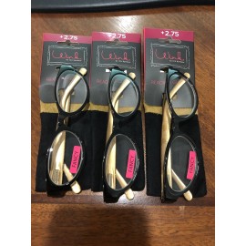 ICU READING GLASSES WINK 3-PACK FANCY OVAL BROWN FRAME  +2.75 W/ SOFT CASE YES!