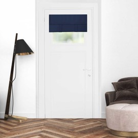 Mecodeco Room Darkening Blackout Small Window Curtains Solid Color Energy Saving Decorative French Door Curtains for Home Office Living Room 25W x 20L Inch Navy Blue 1 Panel