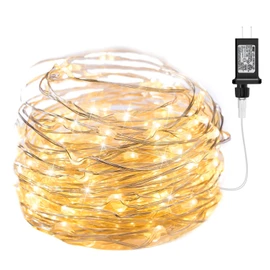 Minetom Fairy Lights Plug in, 33Ft 100 LEDs Waterproof Silver Wire Firefly Lights, Adaptor Included, Starry String Lights for Wedding Indoor Outdoor Christmas Patio Garden Decoration, Warm White