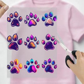 6pcs Beautiful Cute Dog Paw Print Iron On Transfers for T-Shirts Rub on Transfers Stickers Vinyl Ready to Press Stickers Iron on Decals for T-Shirts Clothing Hoodie DIY Crafts