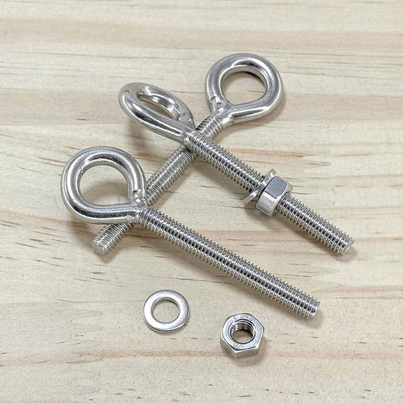 6 Pieces Closed Eye Bolts with Long Handles – Heavy-Duty