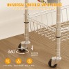 3-Tier Rolling Kitchen Storage Cart with Adjustable Wire Baskets Mobile