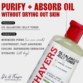 Thayers Oil Balancing and Cooling Jelly Toner, Pore Reducing Facial Toner That Mattifies and Hydrates, Skin Care for Combination to Oily Skin, 12 Fl Oz