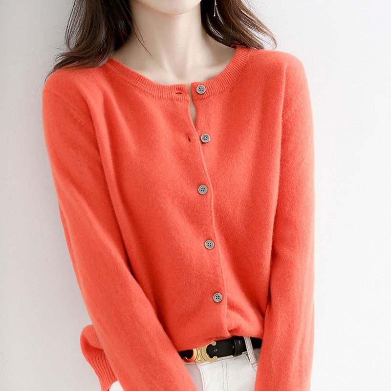 zuevi Women's Cardigan, Crew Neck, Sweater, Knit, Long Sleeve, Solid,