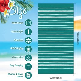 EBOOT 10 Pack Oversized Beach Towel Set Extra Large Pool Towels Microfiber Quick Dry Swim Towel Blanket for Adult Women Men Hand Face Body Bath Travel Pool(Lovely Color, 36 x 72 Inch, Stylish Stripe)
