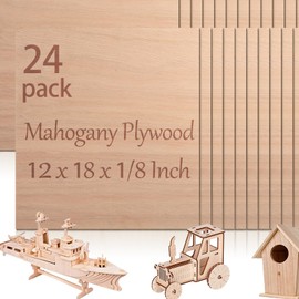 24 Pcs Mahogany Plywood Sheets,12 x 18 x 1/8 Inch - 3mm Thick Mahogany Unfinished Wood for Crafts Laser Cutting & Engraving, School DIY Projects, Painting, Fretwork, CNC Cutting, and Wood Burning