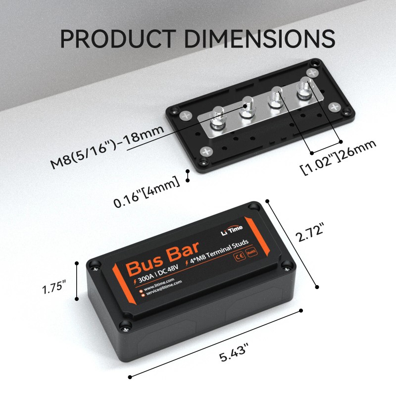 Litime Black Bus Bar for LiFePO4 Batteries High Voltage and
