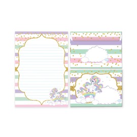 Letter Paper Set Letter Pad with Envelope for Girls Children's Unicorn Rainbow (Pad A5 with 25 Sheets + 15 Envelopes)