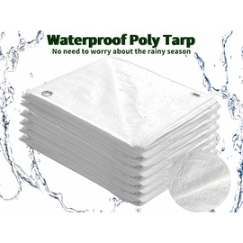 TARPAL 3x3 Feet Small Tarp Waterproof 6mil (2 Pack) White tarps Multipurpose Protective Cover All Purpose Poly Tarps Cover for Firewood Outdoor Furniture etc