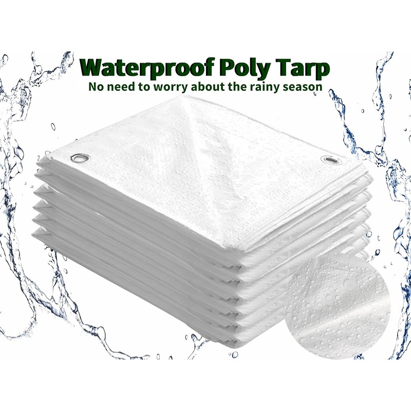 TARPAL 3x3 Feet Small Tarp Waterproof 6mil (2 Pack) White