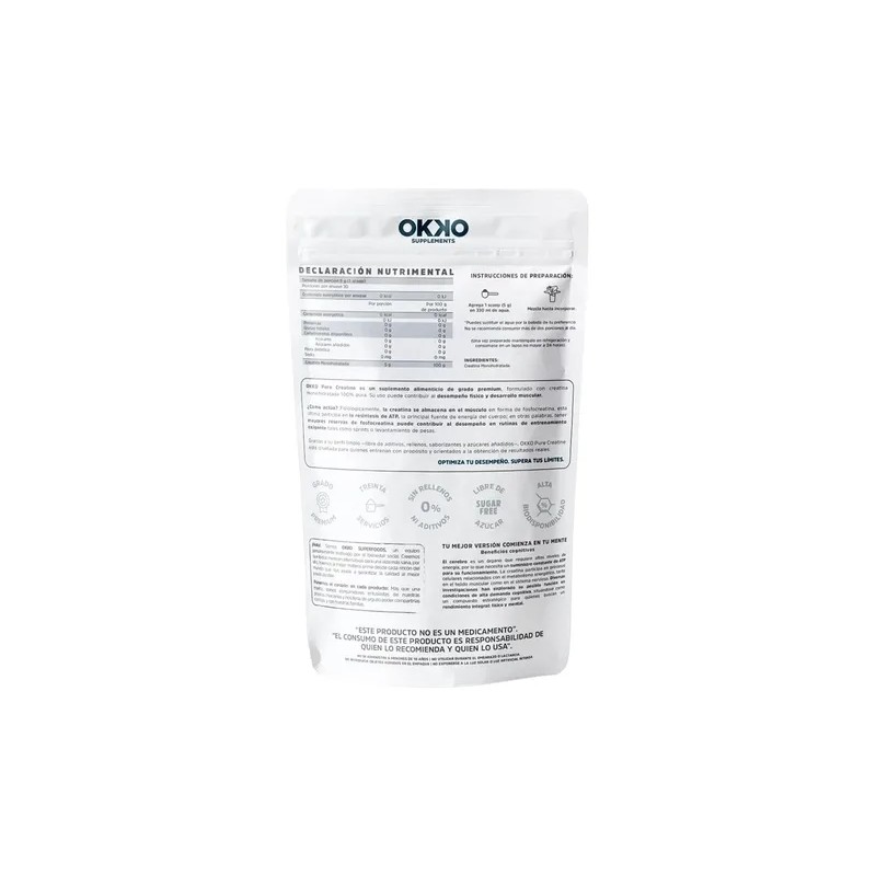 Creatina Monohidratada Pura Okko 150g Sin Sabor