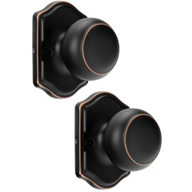 goldenwarm 2 Pack Oil Rubbed Bronze Single Dummy Door Knobs for French Doors,Single Side Door Knob Handles, No-Turning Push/Pull Door Knob, Classic Dummy Door Knob
