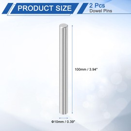 QUARKZMAN 2 Pieces 10mm x 100mm Dowel Pins, 316L Stainless Steel Cylindrical Dowel Pins Shelf Support Pin Rod Fasteners Metal Shelf Pins Silver Tone