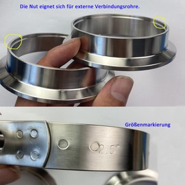 3 Inch Exhaust V-Band Clamp Stainless Steel 304 Kit with 2 Pieces Male & Female Flange 76 mm V Band Clamps Welding Rings Centring Rings for Turbos (3.0 Inch (76 mm)