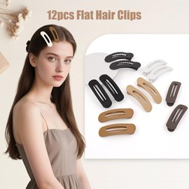 Pinzas planas para el cabello para mujer - Paquete de 12 pinzas planas antideslizantes mate para cabello fino, 6 colores. Pinzas para el cabello de us
