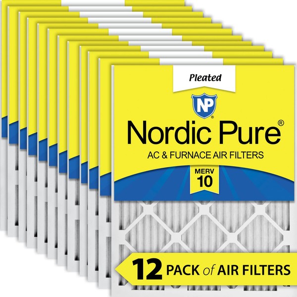 Nordic Pure 20x22x1 MERV 10 Pleated AC Furnace Air Filters 12 Pack