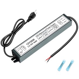 inShareplus 12V 30W Power Supply,LED Driver AC 90-265V to DC 12 Volt 2.5A IP67 Waterproof, Low Voltage Transformer, Outdoor Driver with 3-Prong Plug 3.3 Feet Cable for LED Light, Outdoor Use