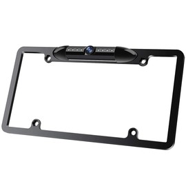 Kunfine 8-Light License Plate Frame with 170° Wide-Angle Backup Camera - Universal 12V Waterproof Rear View Camera, Night Vision, Sleek Design for Enhanced Safety and Style
