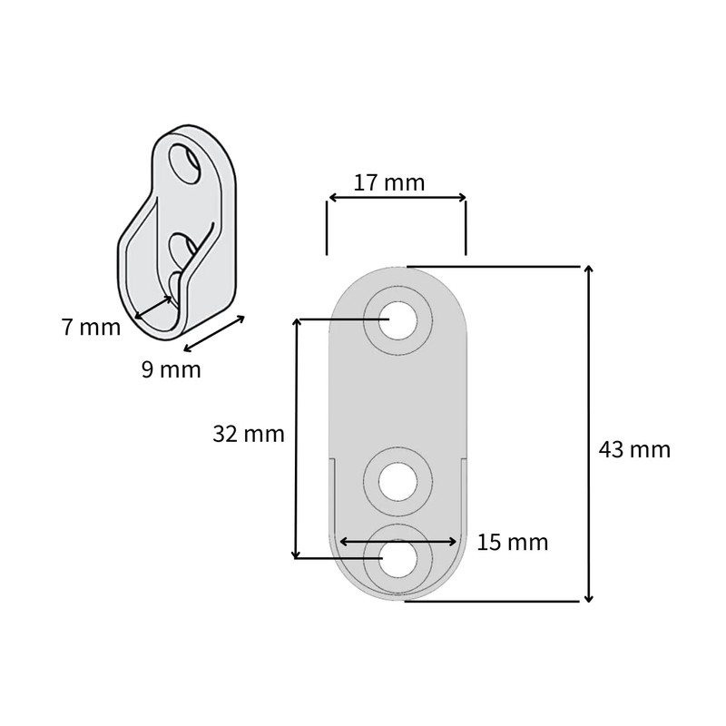Gedotec Wardrobe Rail Bearing Oval 30 x 15 mm Set