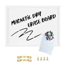 TORASO Dry Erase White Board, Magnetic Whiteboard for Wall, Office/School/Home, Hanging Board for Decoration/Planning/Kitchen Grocery List/Drawing/Memo, White Wood Frame, 11.8"x 15.8"(BB-WH-3040)