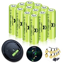Ni-MH AA Rechargeable Batteries, Double A High Capacity 1.2V Pre-Charged for Garden Landscaping Solar Lights, String Lights, Remotes, Wireless Mouses, Radio, Flashlight (AA-1000mAh-12pack)