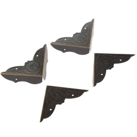 dophee 4 Pack Vintage Corner Protectors, 2.05''x2.05''x0.59'' Antique Bronze Decorative Edge Corner Protectors, Three-Sided Metal Edge Cover with Mounting Nails for Table Jewelry Wooden Box