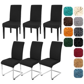 Yugarlibi Dining Chair Slipcovers Set of 4 Stretch Chair Covers Swing Chair Elastic Removable Dining Room Chair Covers Reusable Washable Chair Protector for Hotel Banquet Ceremony (Black, 4 pcs)