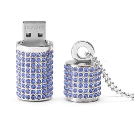 HOZYALE USB Flash Drive Shining Diamond USB 2.0 Memory Stick Pen Drives with Box (16GB, Blue)