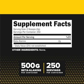 Primaforce- ?Beta Alanina en Polvo 500 Gramos (1.1lbs) Sin Sabor Suplemento Pre Entrenamiento y Post