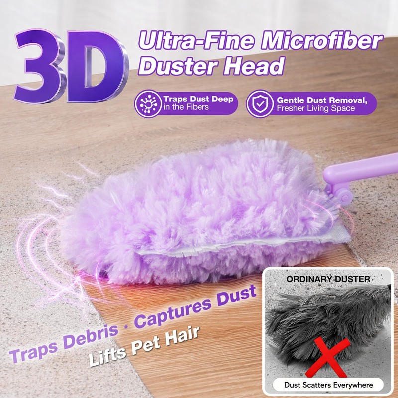10 Pack Disposable Duster with 1 Handle,Thickened & Dense Fiber