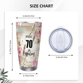 70th Birthday Gifts for Women,70th Coffee Tumbler Stainless Steel Travel Mugs Cups Water Bottle for Mom Grandma 20oz,1955 Birthday Gifts