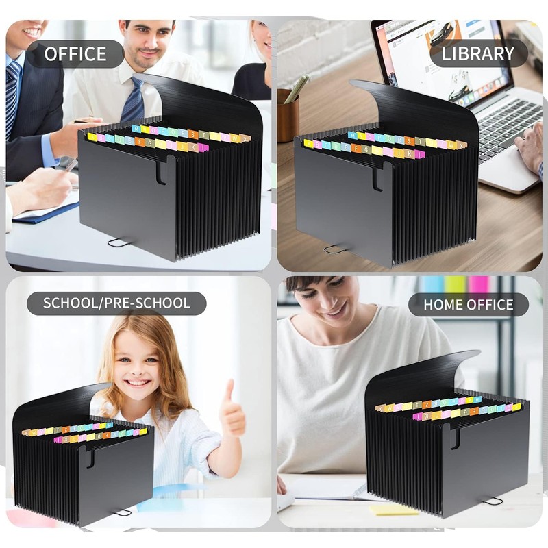 Vanulee 25 Pockets File Organiser Box File Folder,Document Organiser Concertina