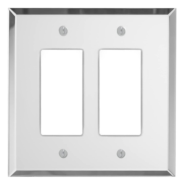 Switch Hits Plain Glass Mirror Outlet Wall Plate | 2 GFI Rocker | 5.25" x 5.25" | Professional Quality Glass Mirror Switch Plate Covers For All Configurations