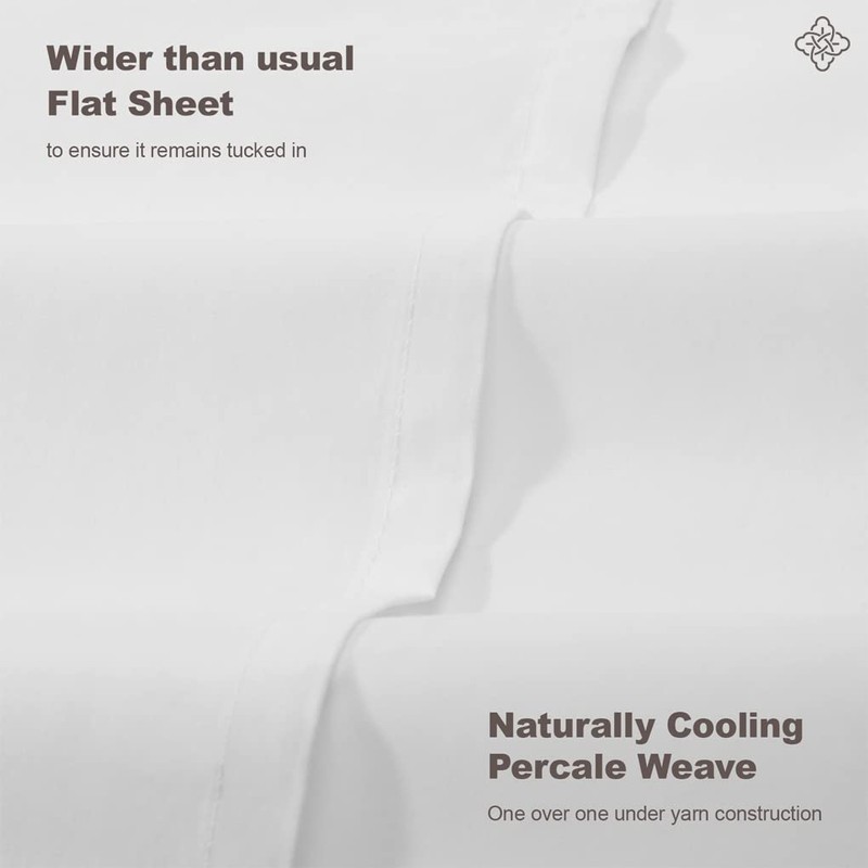 BIOWEAVES 100% Organic Cotton Percale Weave Sheets Queen – Crisp,