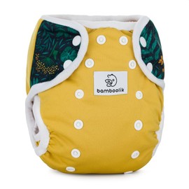 Bamboolik. Waterproof Washable One Size Duo, Button Closure, Double Side Barrier, Two Elastic Waist Bands