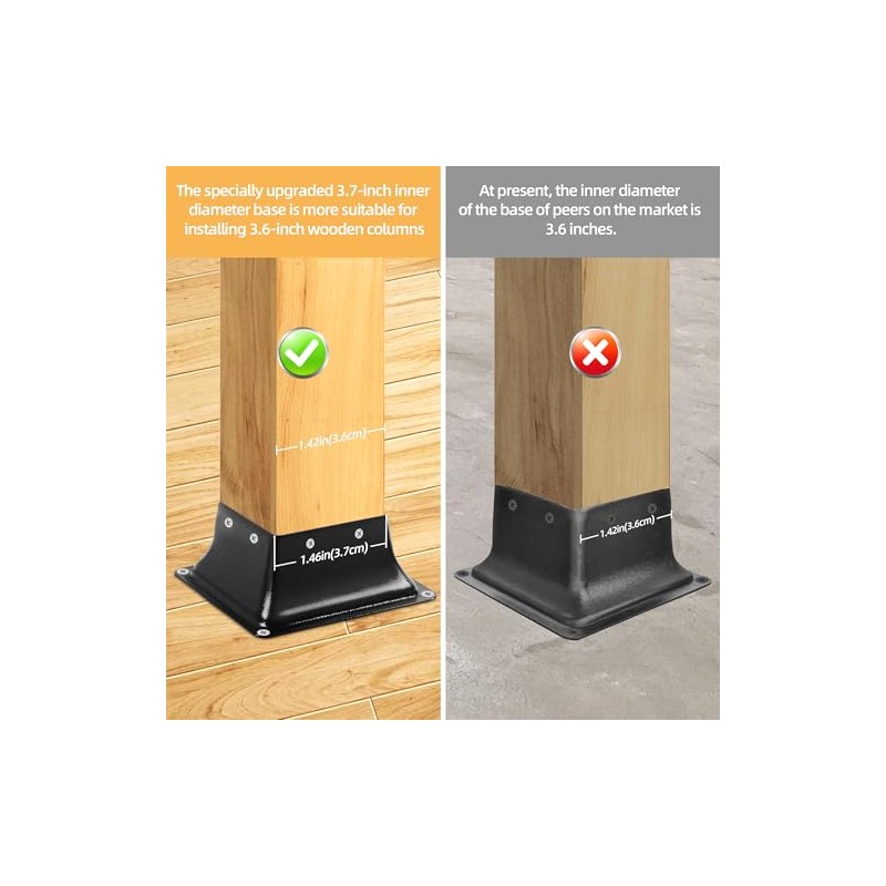 4x4 Post Base 10 Pcs, Inner Size 3.7"x3.7", Heavy Duty