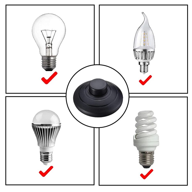 2 Pcs In-Line Foot Press Switch Standard lamp Foot Switch