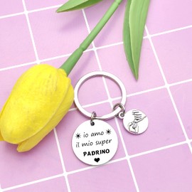 JRZDFXS Geschenk Schlüsselanhänger Pate Geschenk für Pate Ich liebe meinen Super Padrin, Geburtstagsgeschenk, Pate Geschenke Weihnachten Pate Schlüsselanhänger Schlüsselanhänger Herren Pate Geschenk Jahrestag, silber / schwarz, L