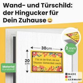 DankeDir! Mut Kraft Träume Reality Sign 30 x 20 cm Birthday Gift Women Birthday Gift Girlfriend Gift Birthday Gift Birthday Party Decoration Birthday Decoration