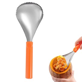 MAGICLULU Pumpkin Scraper Serrated Spoon Pumpkin Core Remover Scoop Stainless Steel Corer Scooper for Fruits Vegetables Home Kitchen 9.82 x 3.34Inch