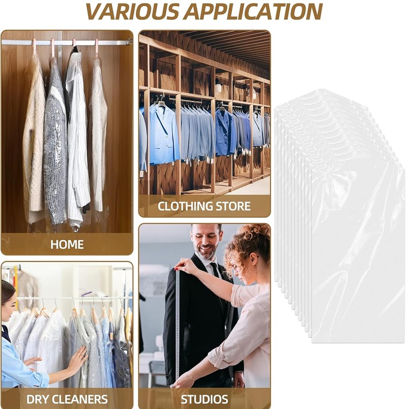 Plastic Clothes Covers 30 Pack - 39.4 Inch (60x100cm) Hanging