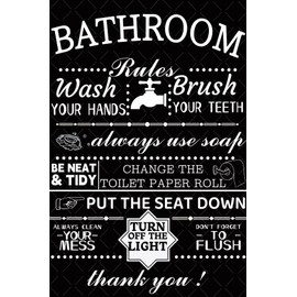 Letrero de reglas de baño divertido con citas de baño, placa de baño, decoración de baño, para inodoro, baño, 8 x 12 pulgadas