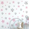 Condessacity 56 pcs Wall Stickers Pink Gray Star Stylish Boho