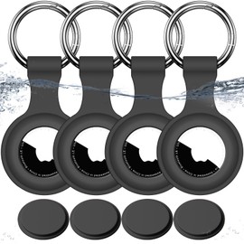 Mucuty 4 Pack for AirTags Holder Keychain, with Waterproof Case for Apple AirTags, Silicone Anti-Scratch GPS Cover for Dog,Cat, Bags, Keys, Luggage - 4 Color